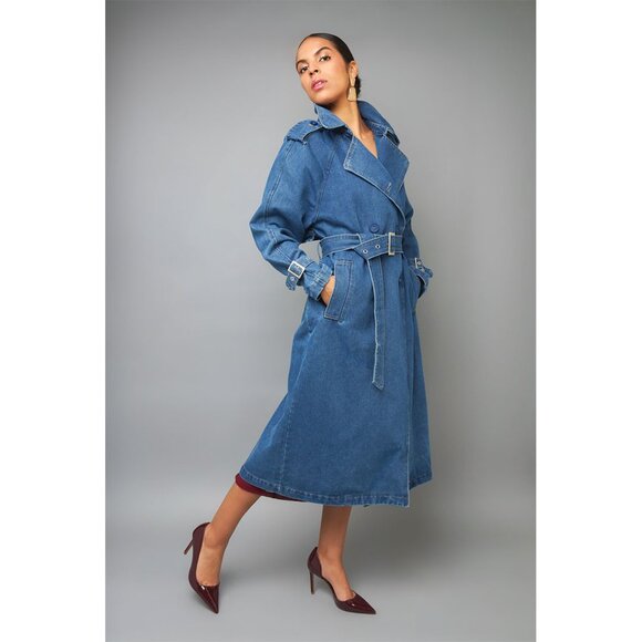 Double Breasted Denim Trench Coat - Picture 5 of 5